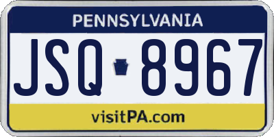 PA license plate JSQ8967