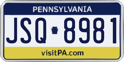PA license plate JSQ8981