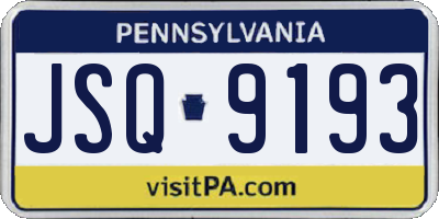 PA license plate JSQ9193