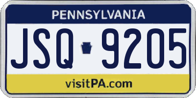 PA license plate JSQ9205