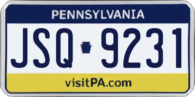 PA license plate JSQ9231