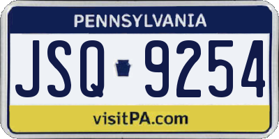 PA license plate JSQ9254