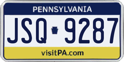 PA license plate JSQ9287