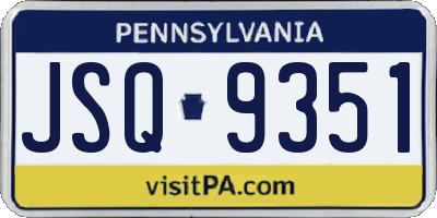 PA license plate JSQ9351