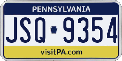 PA license plate JSQ9354