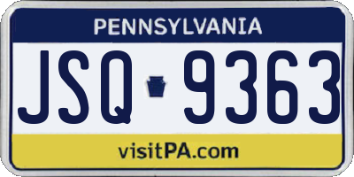 PA license plate JSQ9363