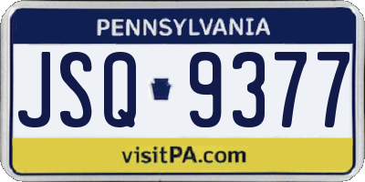 PA license plate JSQ9377