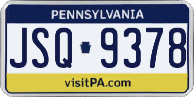 PA license plate JSQ9378