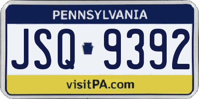 PA license plate JSQ9392