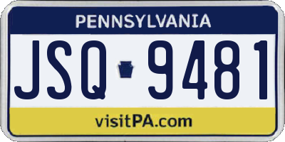 PA license plate JSQ9481