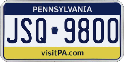 PA license plate JSQ9800