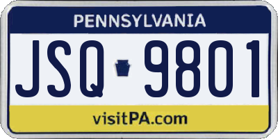 PA license plate JSQ9801