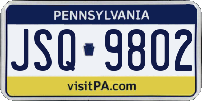 PA license plate JSQ9802