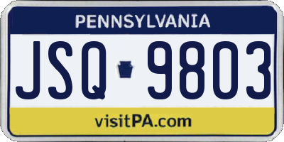 PA license plate JSQ9803