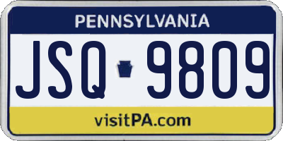 PA license plate JSQ9809