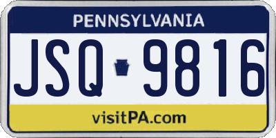 PA license plate JSQ9816