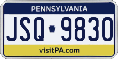 PA license plate JSQ9830