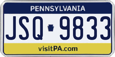 PA license plate JSQ9833