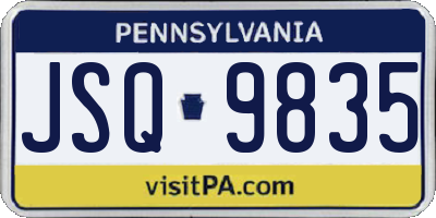 PA license plate JSQ9835