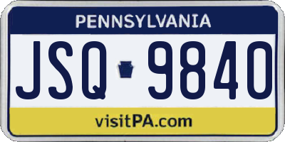 PA license plate JSQ9840