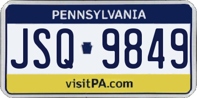 PA license plate JSQ9849