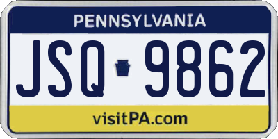 PA license plate JSQ9862
