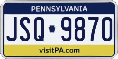 PA license plate JSQ9870