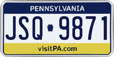 PA license plate JSQ9871
