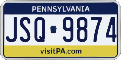 PA license plate JSQ9874