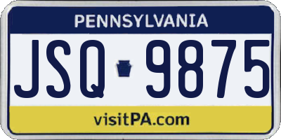 PA license plate JSQ9875