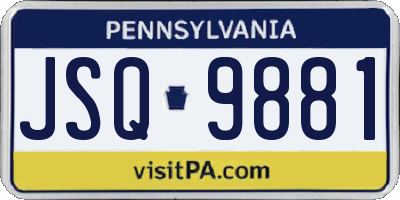 PA license plate JSQ9881