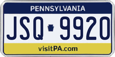 PA license plate JSQ9920