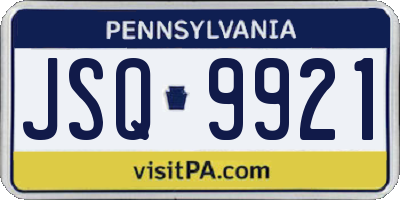 PA license plate JSQ9921