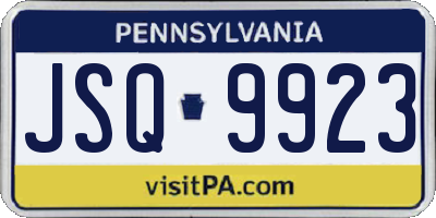 PA license plate JSQ9923