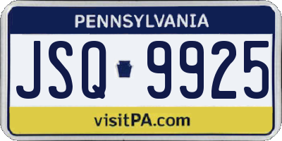 PA license plate JSQ9925