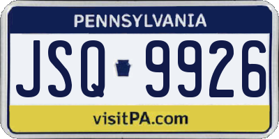 PA license plate JSQ9926