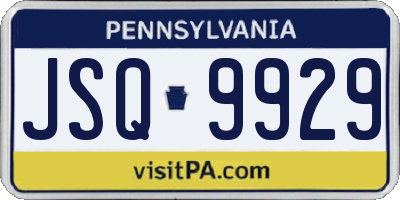 PA license plate JSQ9929