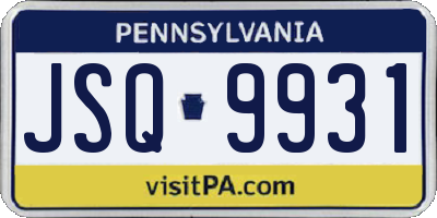 PA license plate JSQ9931