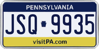 PA license plate JSQ9935