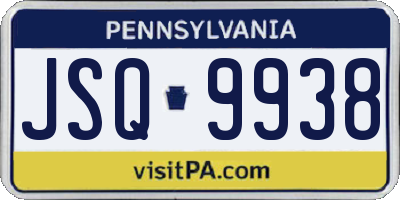 PA license plate JSQ9938