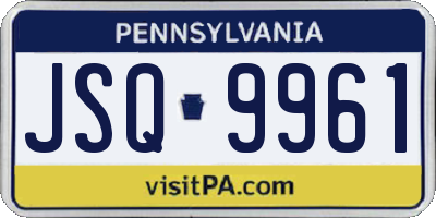 PA license plate JSQ9961