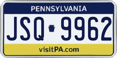 PA license plate JSQ9962