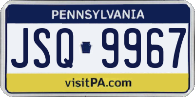 PA license plate JSQ9967