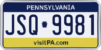 PA license plate JSQ9981
