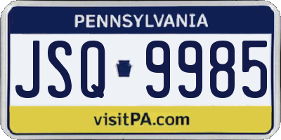PA license plate JSQ9985