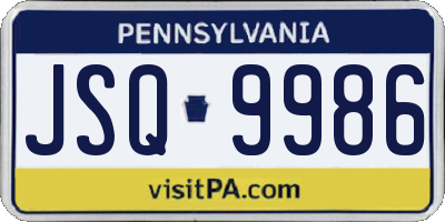 PA license plate JSQ9986