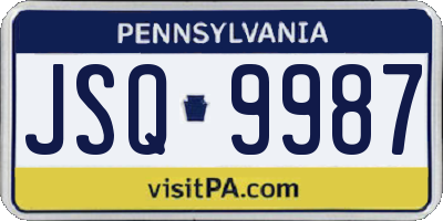 PA license plate JSQ9987
