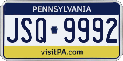 PA license plate JSQ9992