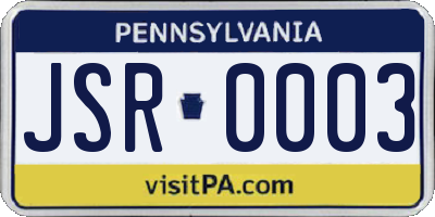PA license plate JSR0003