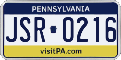 PA license plate JSR0216